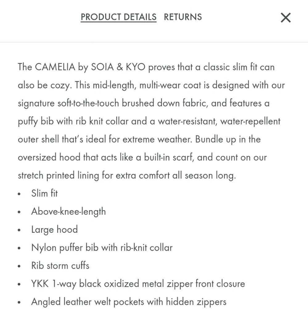 Soia & Kyo Camelia Slim Fit Brushed Down Coat with Leather Trims - Picture 7 of 15